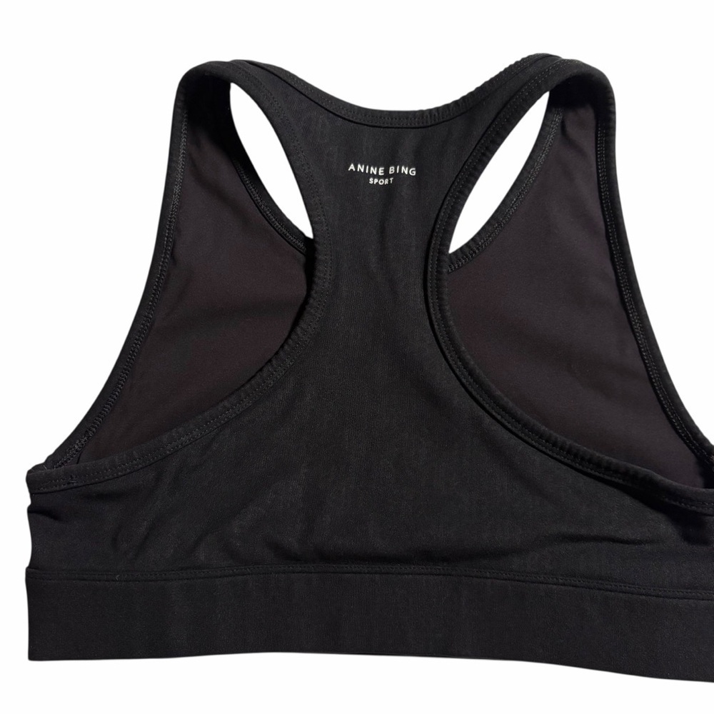 Anine Bing Sport All-Over Logo Black Sports Bra - Medium - Picture 2 of 5